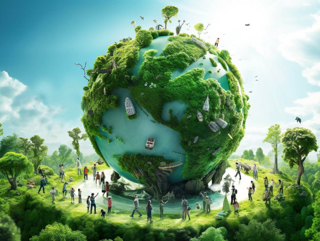 Image of Earth with the continents covered in dense vegetation symbolising our respect for the environment in providing company formation services